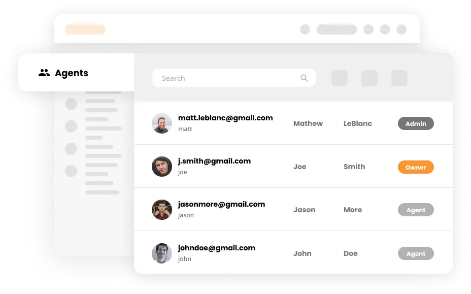 Mockup de agentes LiveAgent