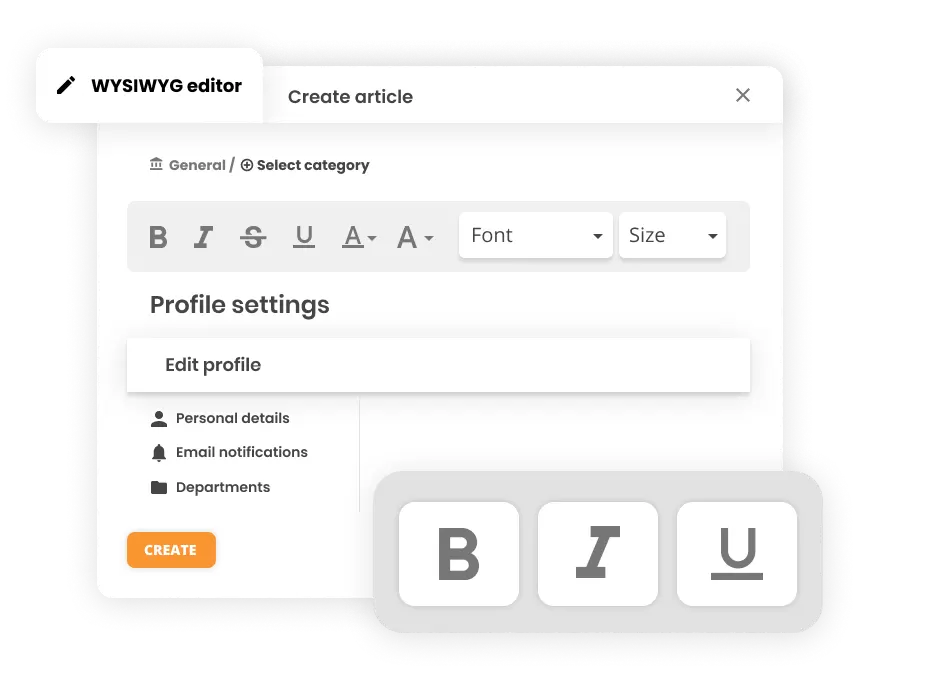 Editor WYSIWYG em software de Help desk - LiveAgent