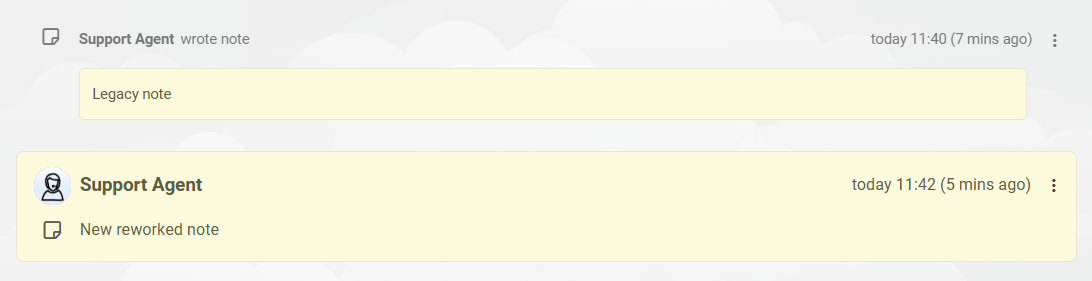 Interface de notas de ticket do LiveAgent