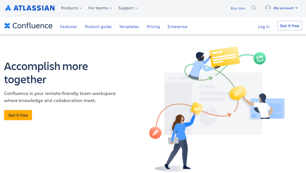 Imagem elegante da tela inicial do software Confluence