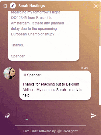 Interface da ferramenta de chat do LiveAgent