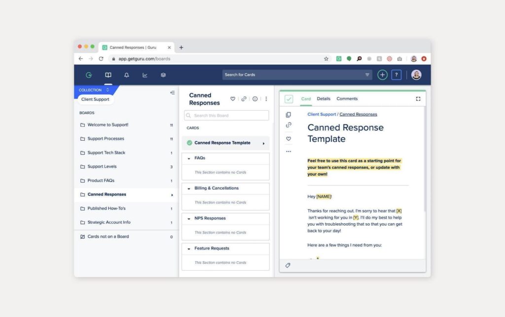 Exemplo prático de uma base de conhecimento do software Guru