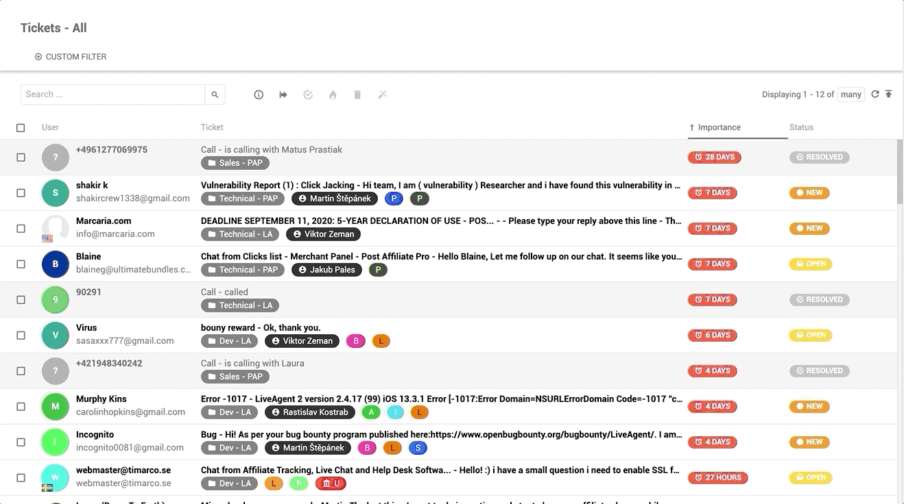 Exemplo de caixa de entrada universal