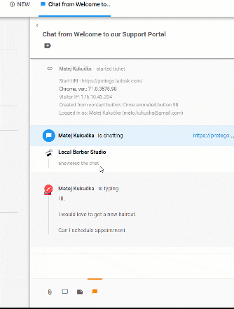 Recurso de visualização de digitação em tempo real