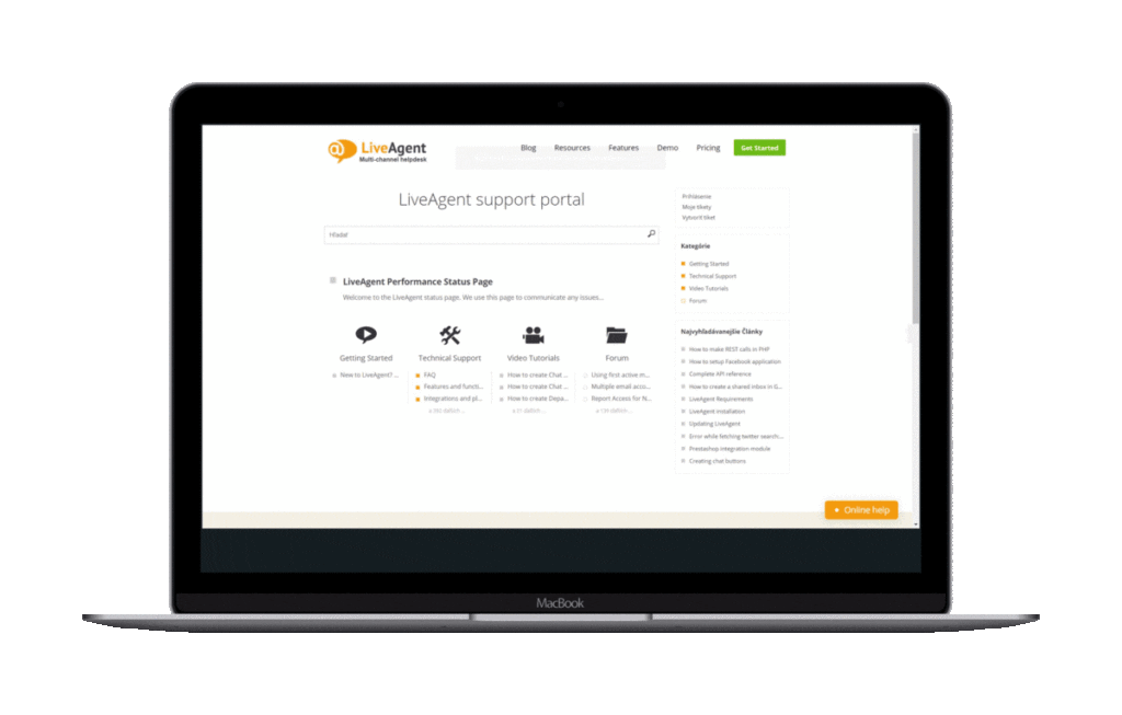 designs de base de conhecimento no LiveAgent