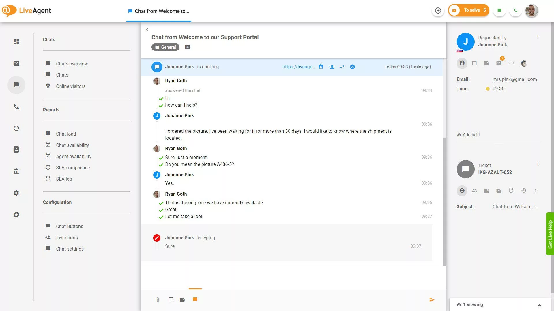 Visualização de digitação em tempo real de chat contínuo