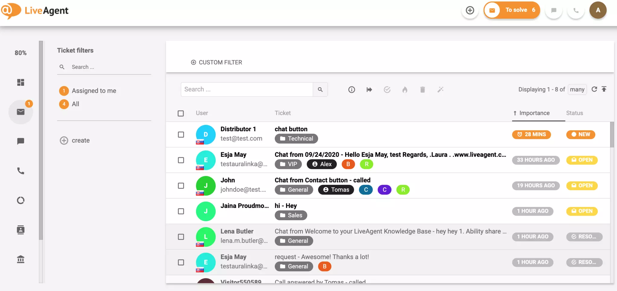 Sistema de tickets no LiveAgent