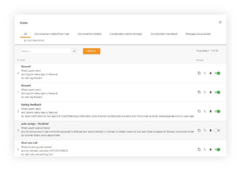 Regras de automação LiveAgent