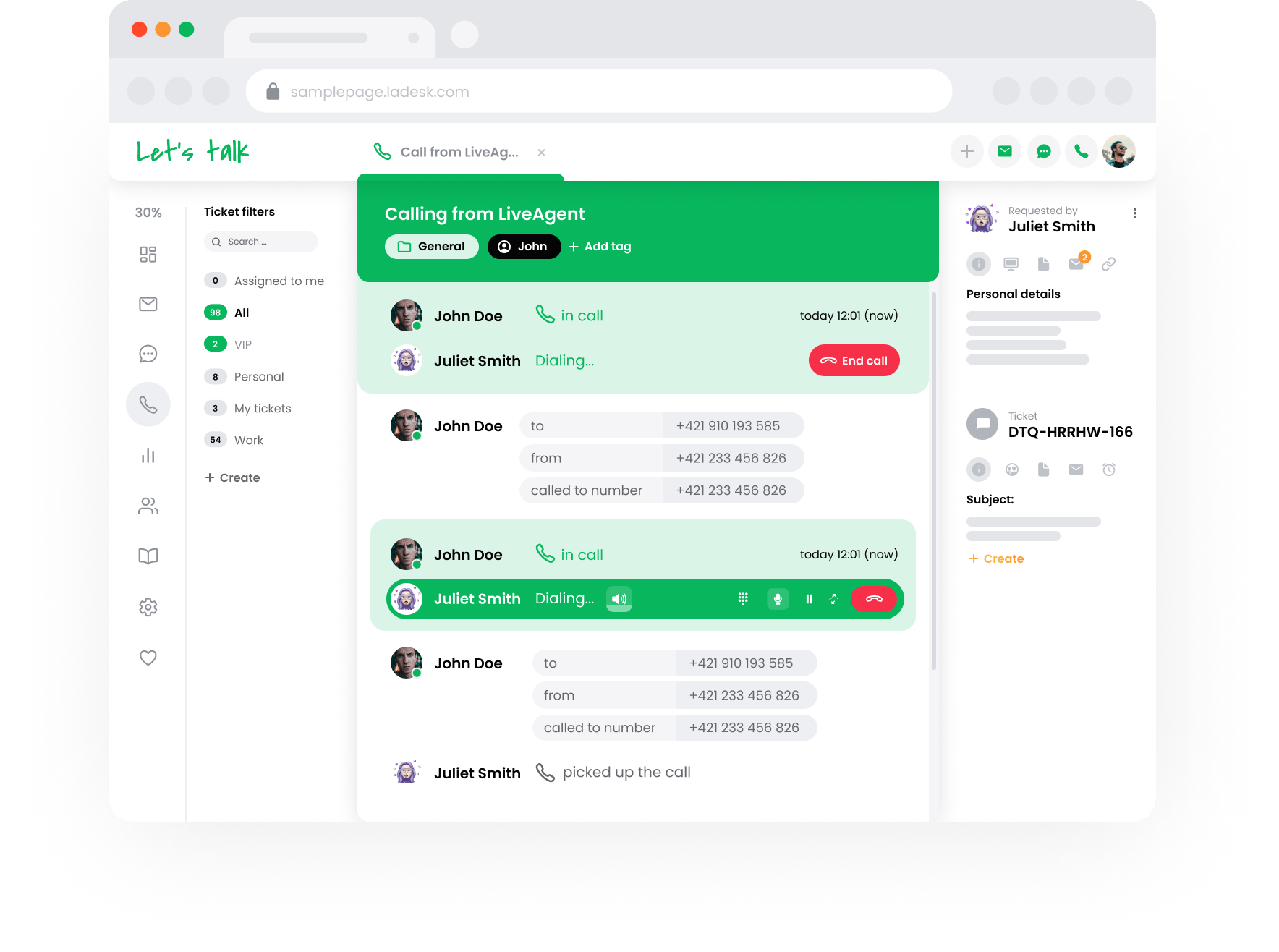 Call center de saída no LiveAgent