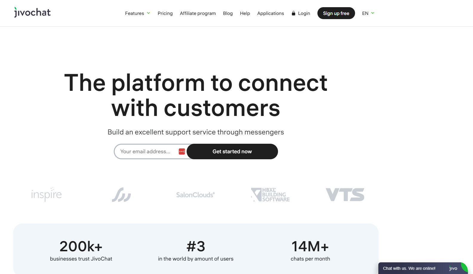 Homepage do Jivochat