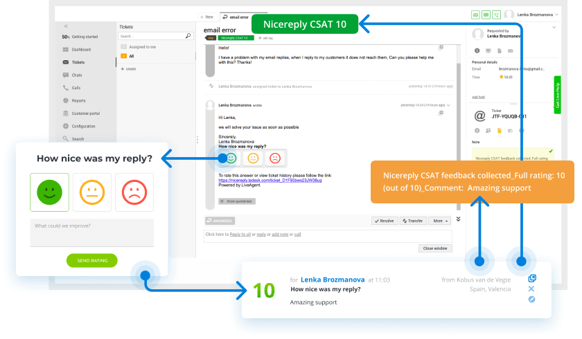 Implementar pesquisa de feedback do cliente - LiveAgent