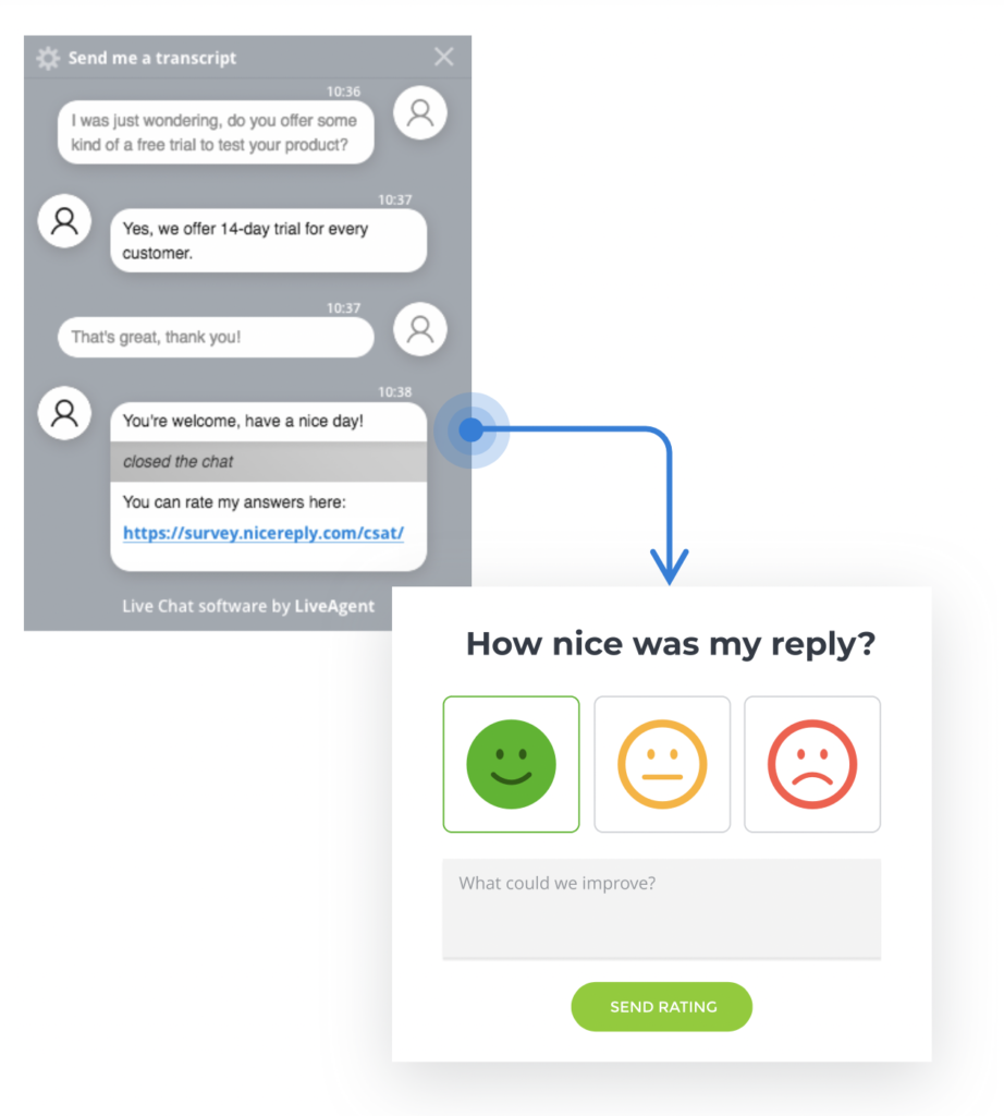 Uma captura de tela de pesquisa de feedback do cliente com Nicereply