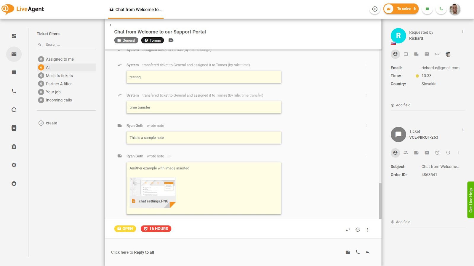 Você também pode marcar anotações importantes no LiveAgent