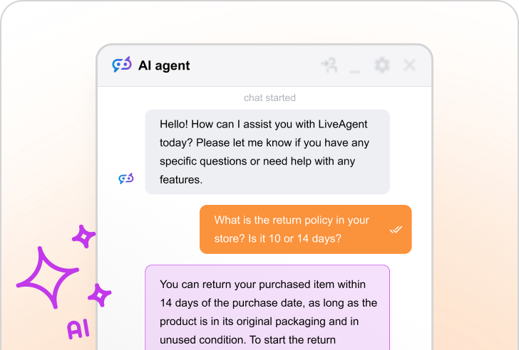 Recurso de Chatbot de IA do LiveAgent