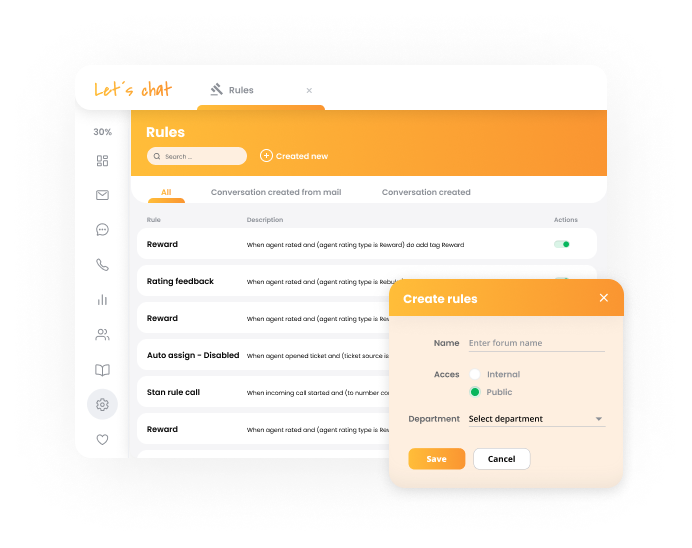 Recurso de automação do LiveAgent