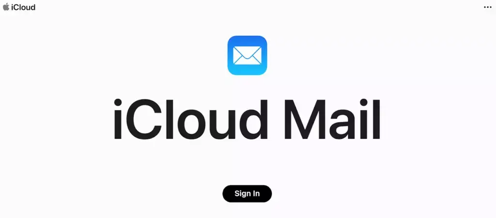 Página inicial do iCloud Mail