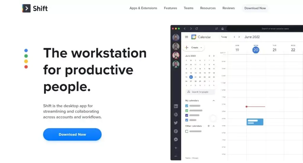Página inicial do Shift
