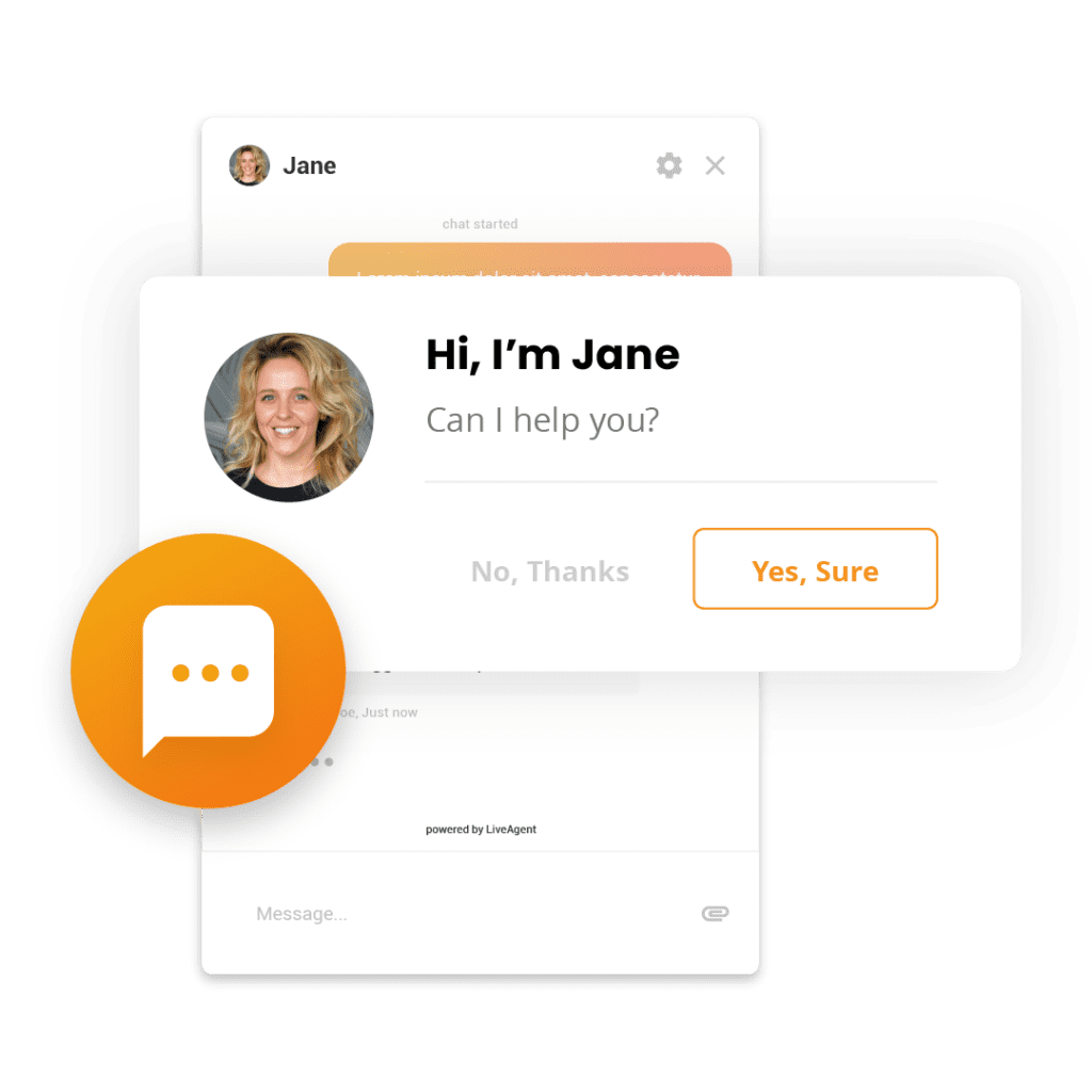 Exemplo de convite proativo de chat