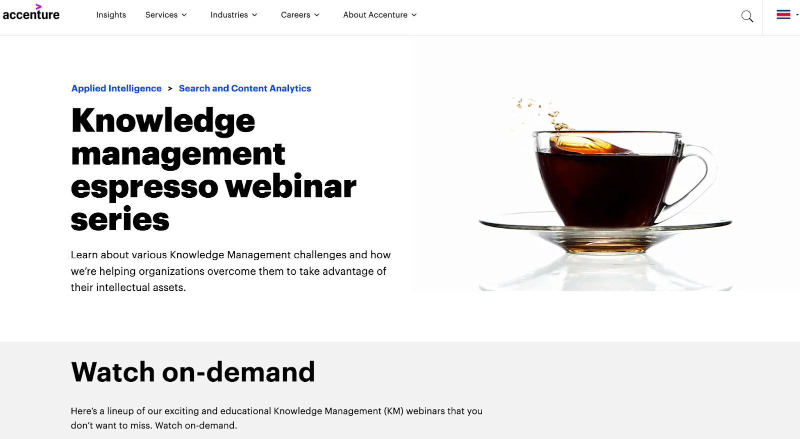 Uma captura de tela dos recursos compartilhados pela Accenture através da gestão do conhecimento