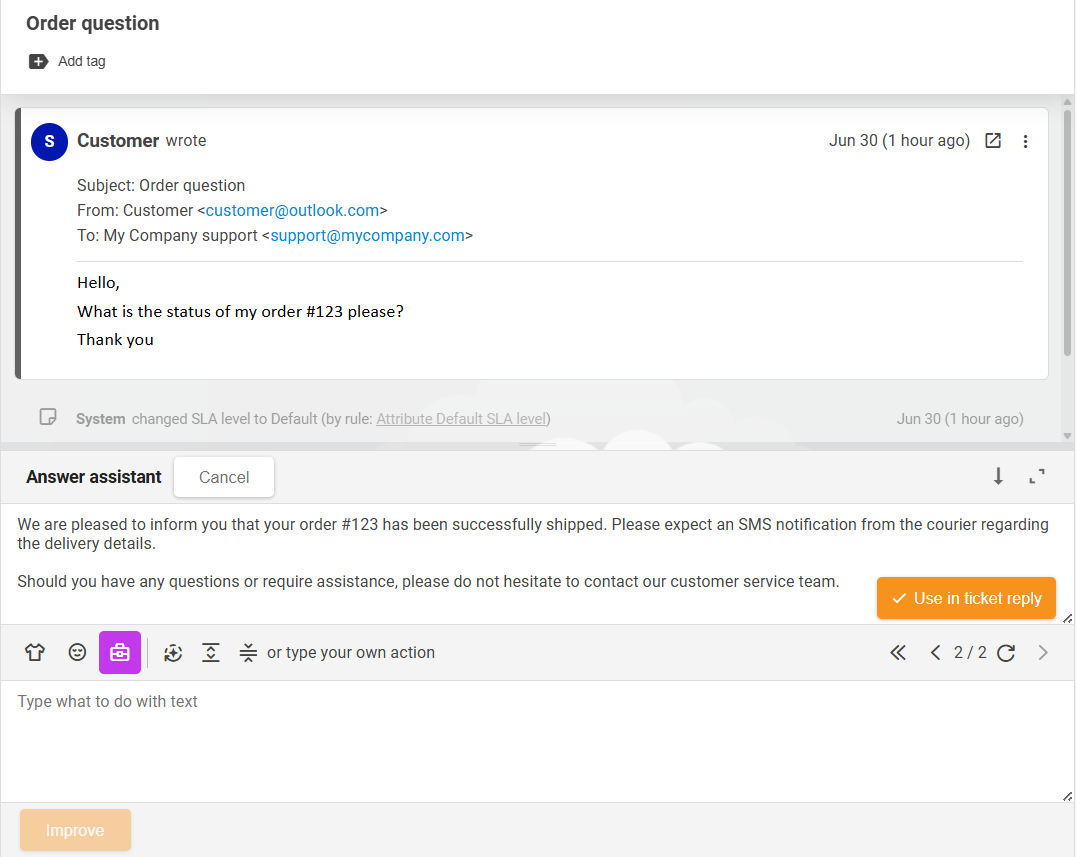Visão geral do recurso LiveAgent AI Answer Assistant