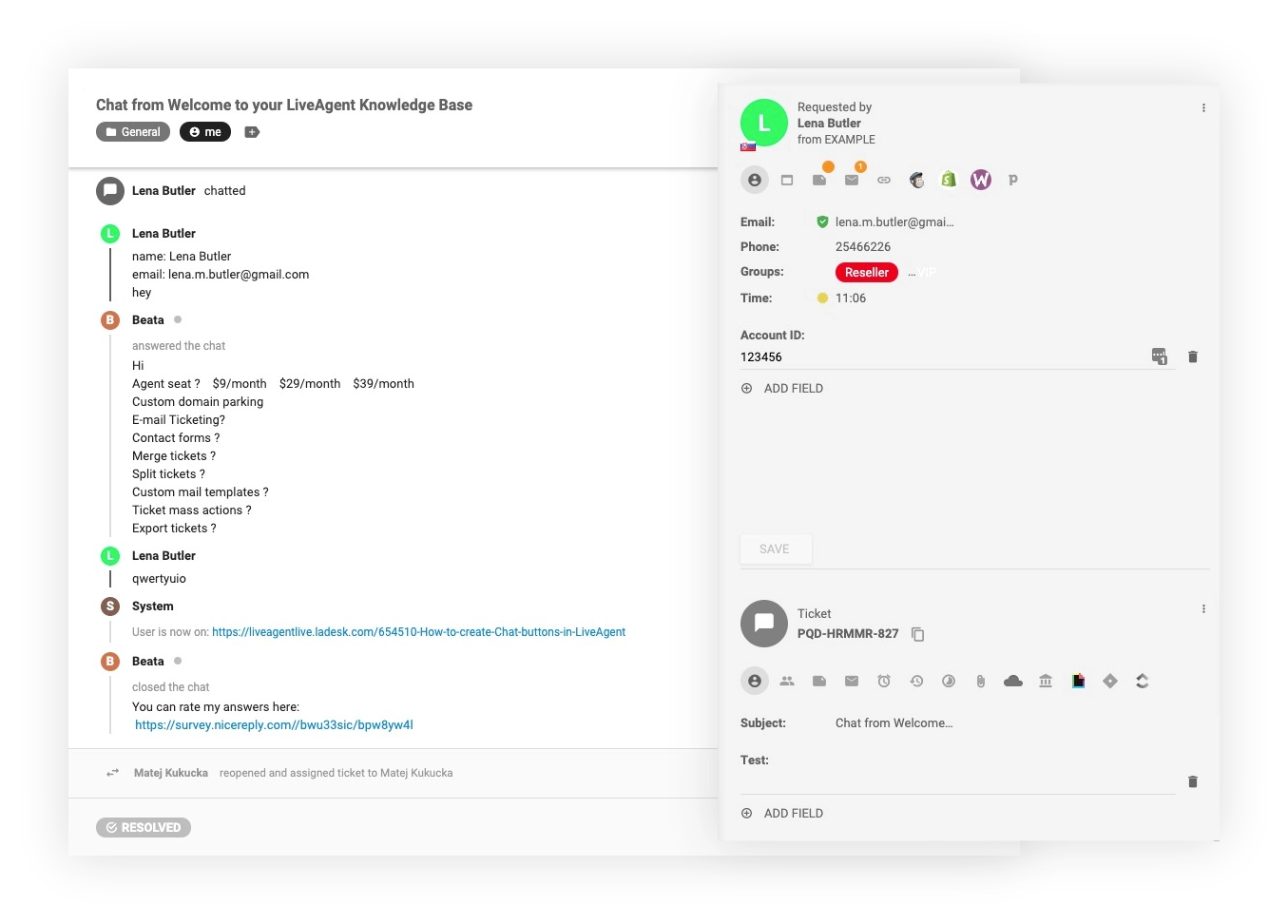 Sistema de ticketing CRM - LiveAgent