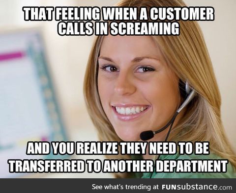 Meme de call center sobre transferência de clientes irritados