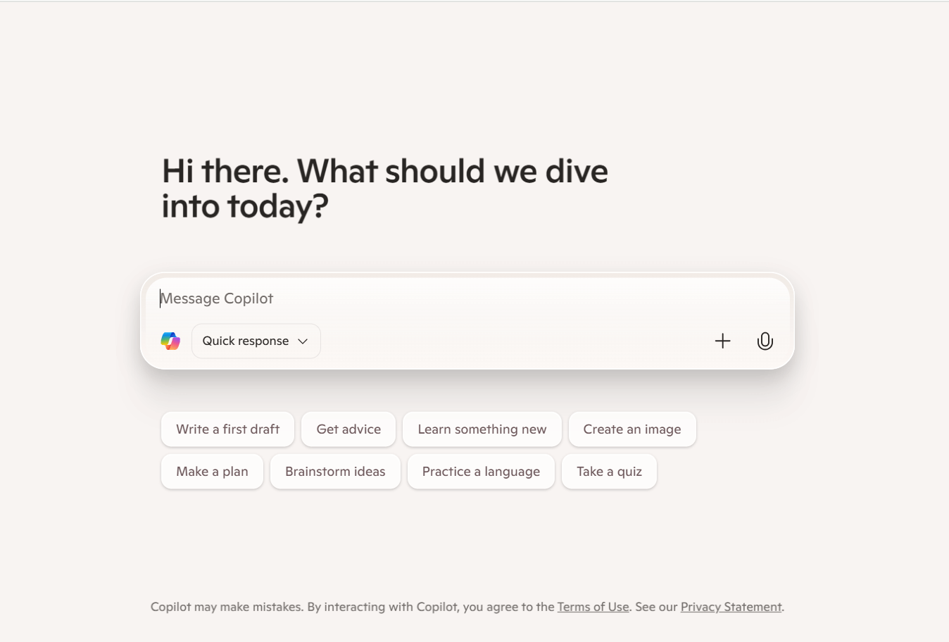 Visão geral da janela de interação do Copilot by Microsoft