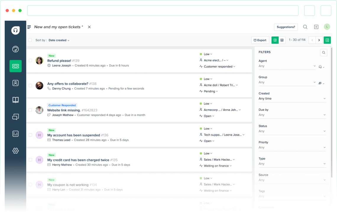 Tickets abertos do FreshDesk