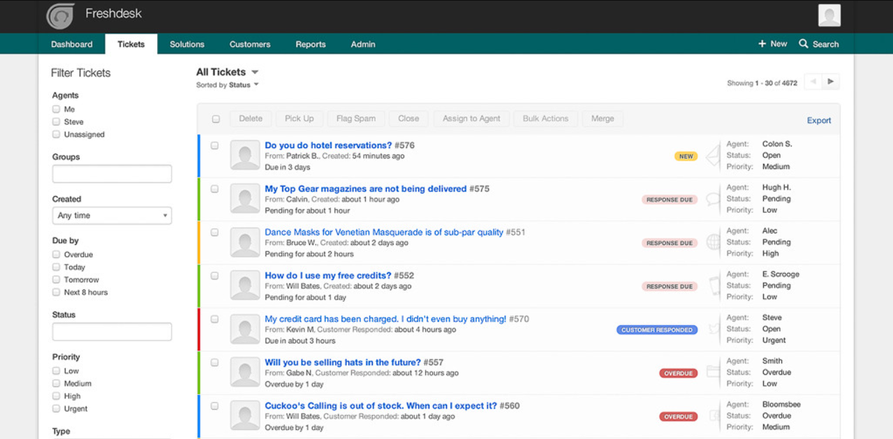 Atividade de ticket Freshdesk