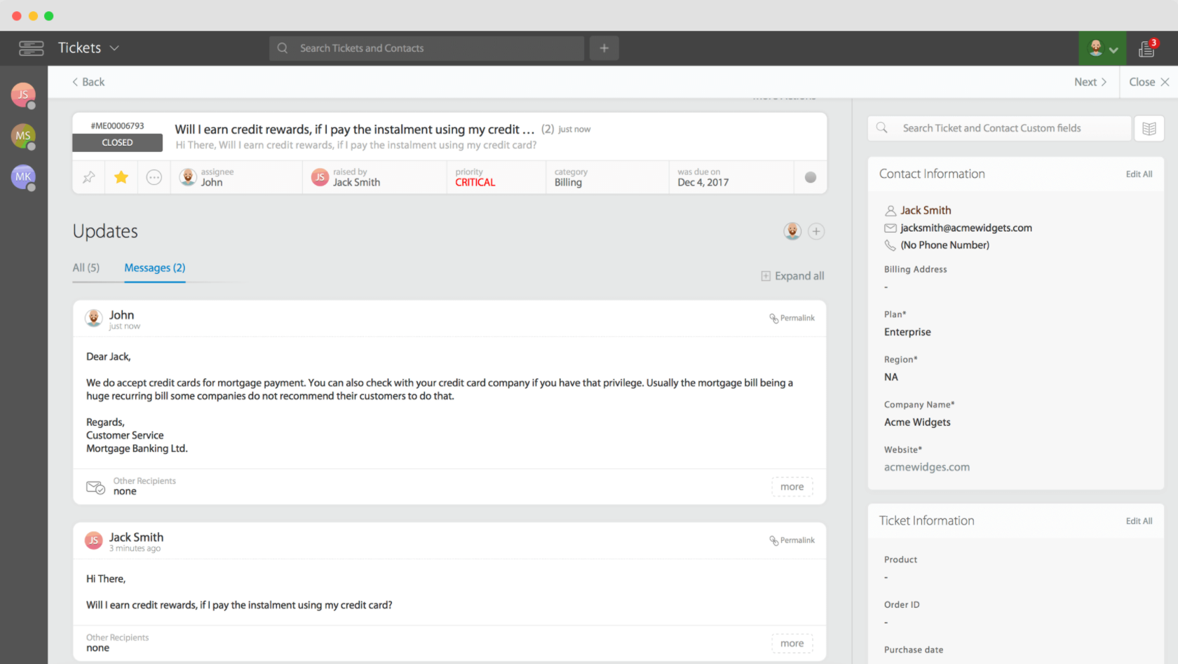 Tickets e contatos HappyFox