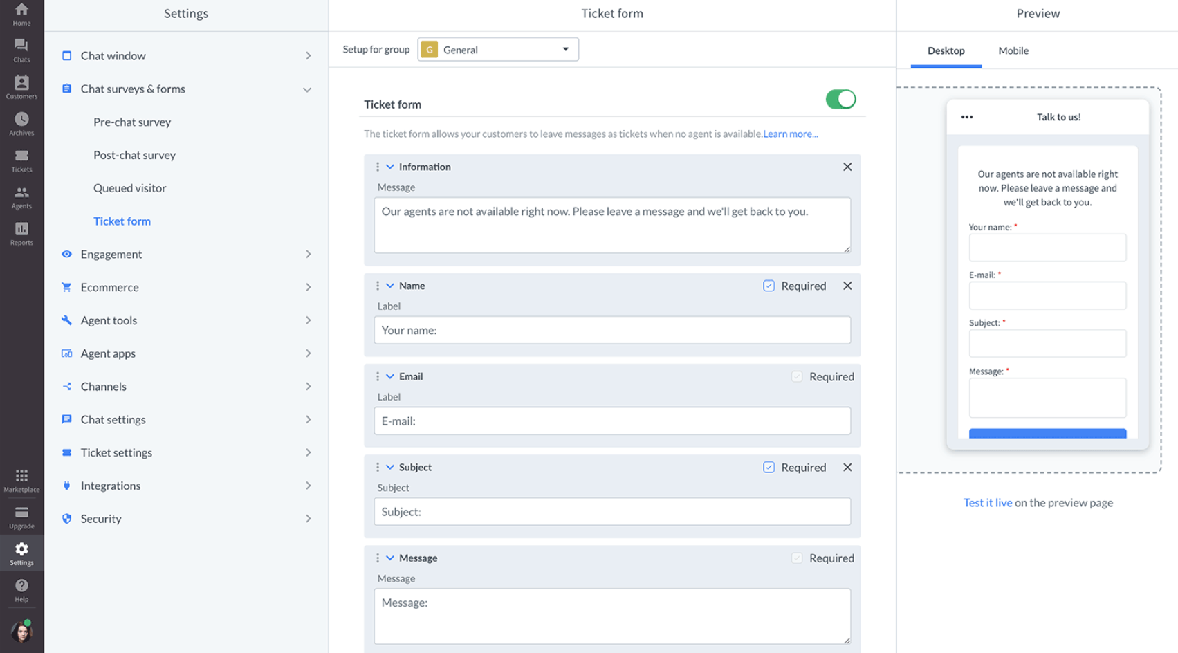 Gerenciamento omnichannel LiveChat