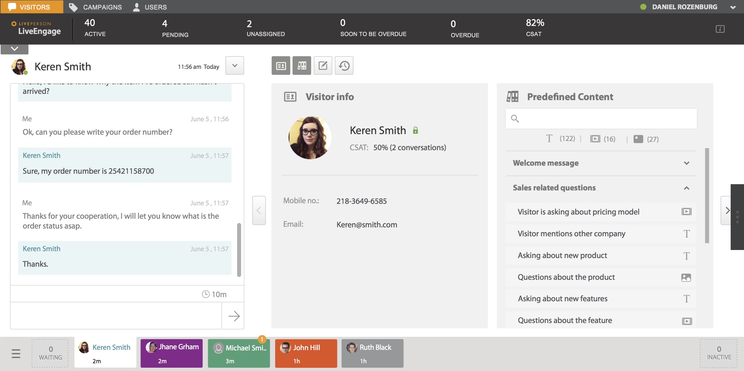 Janela de chat contínuo do LivePerson