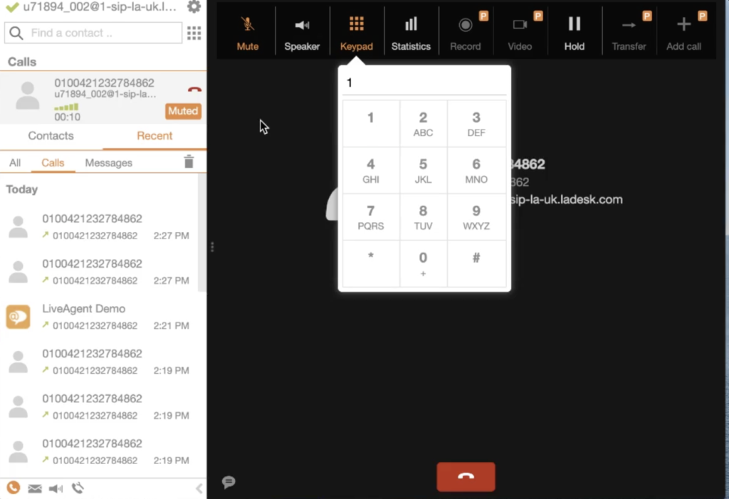 Chamada do softphone Zoiper gratuito