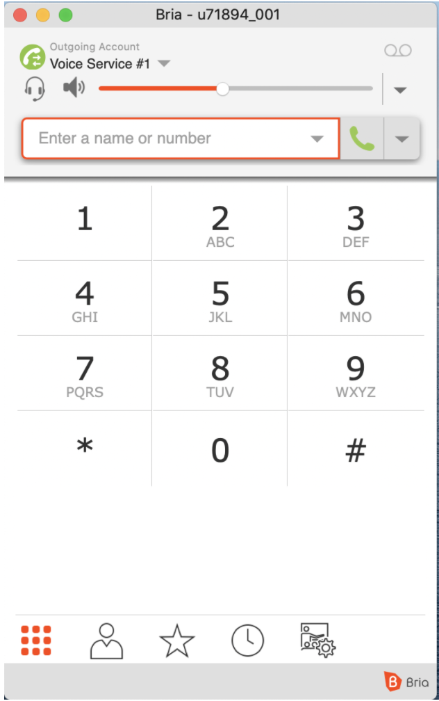 Interface do softphone Bria