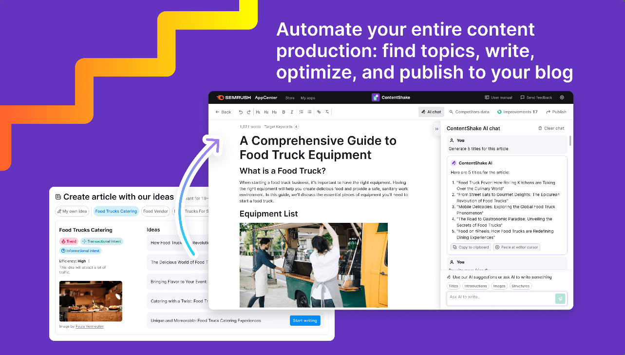 Janela de chat do Semrush Content Shake AI