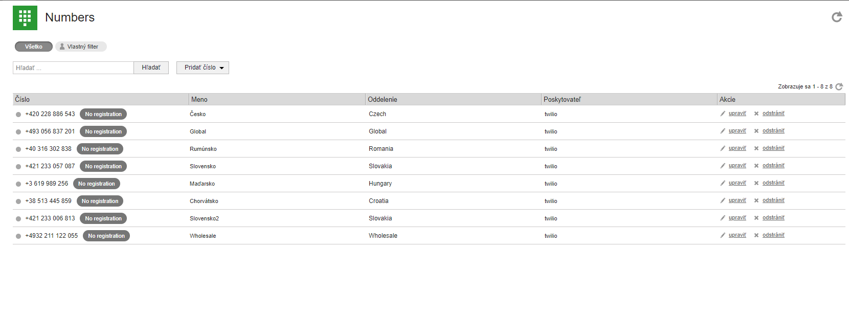 Números ativos no LiveAgent mostrados como desativados