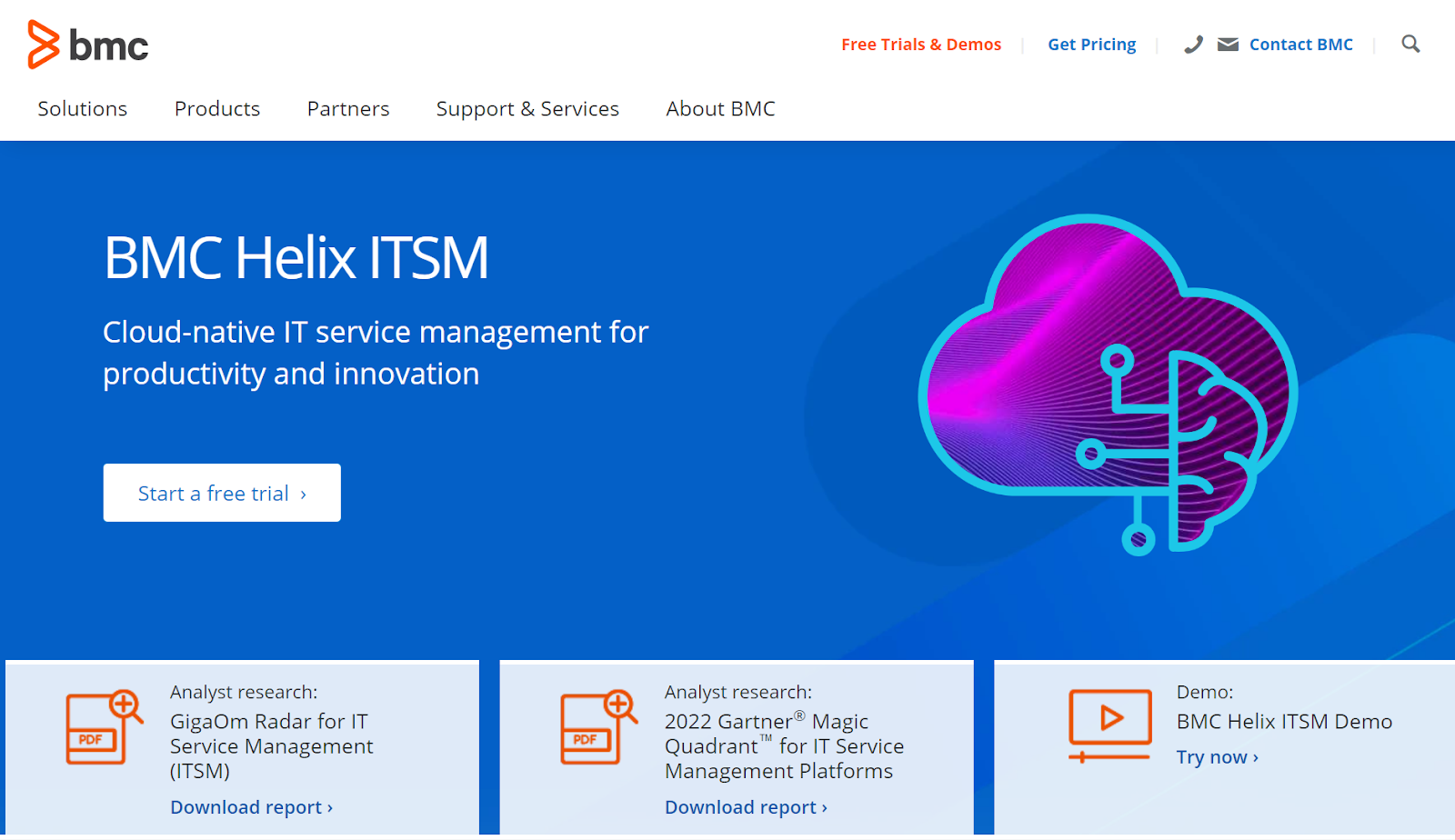 Página inicial do BMC Helix ITSM - Alternativa do Spiceworks para gerenciamento de serviço de TI e produtividade