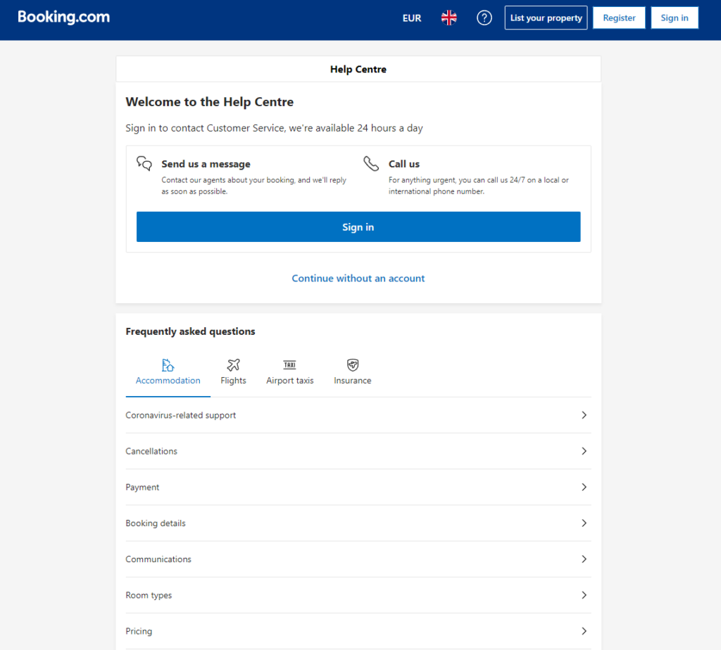 Centro de ajuda Booking.com