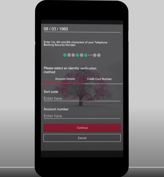 Exemplo de entrada de senha do HSBC