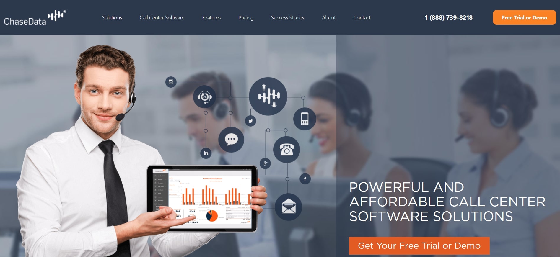 Website do provedor VoIP ChaseData CCaaS