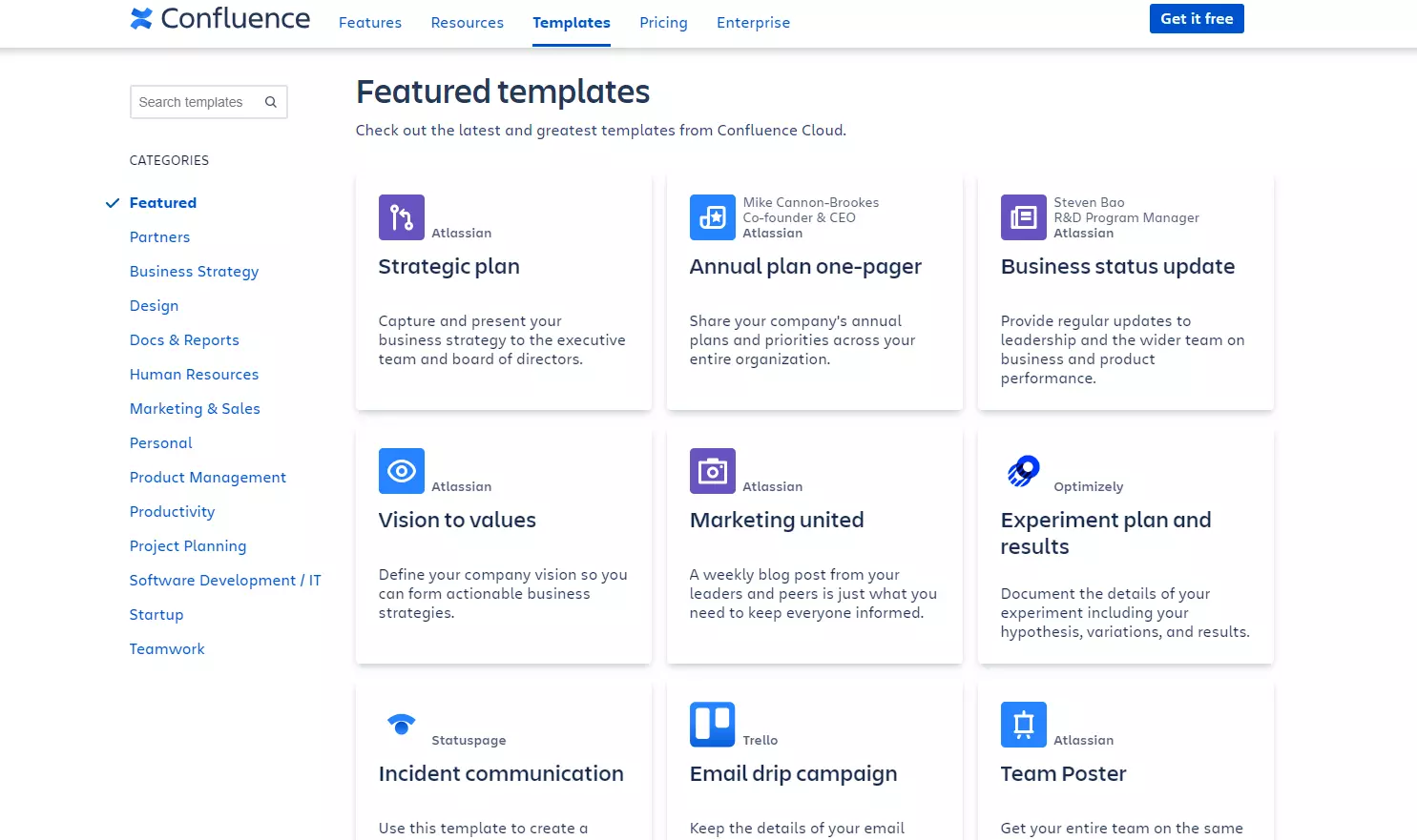 Templates do Confluence