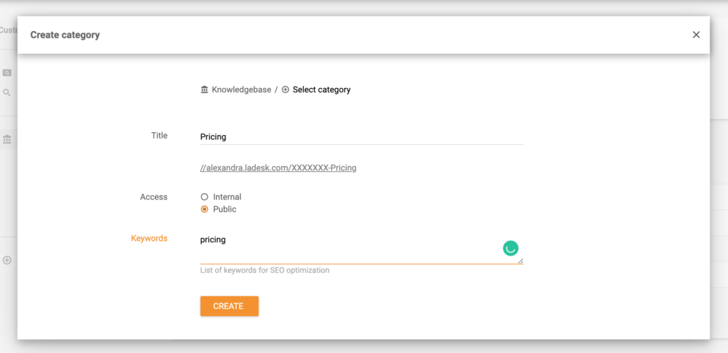 Criando uma categoria de base de conhecimento no LiveAgent