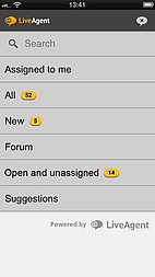 Interface do aplicativo iOS do LiveAgent - Gerenciamento de tickets