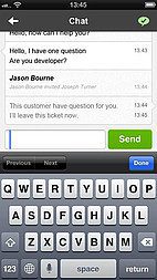 Interface do aplicativo iOS do LiveAgent - Detalhes do ticket