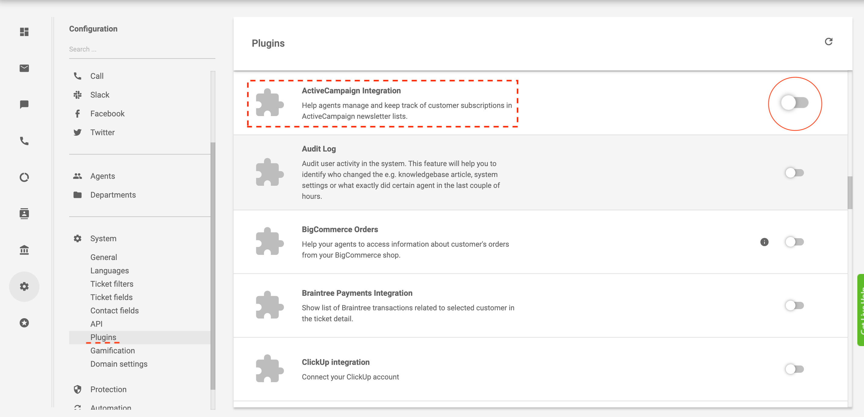 exemplo de integração de automação de email no LiveAgent