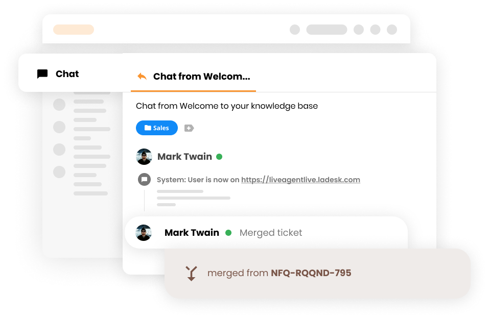 Visualização da função Mesclar no LiveAgent