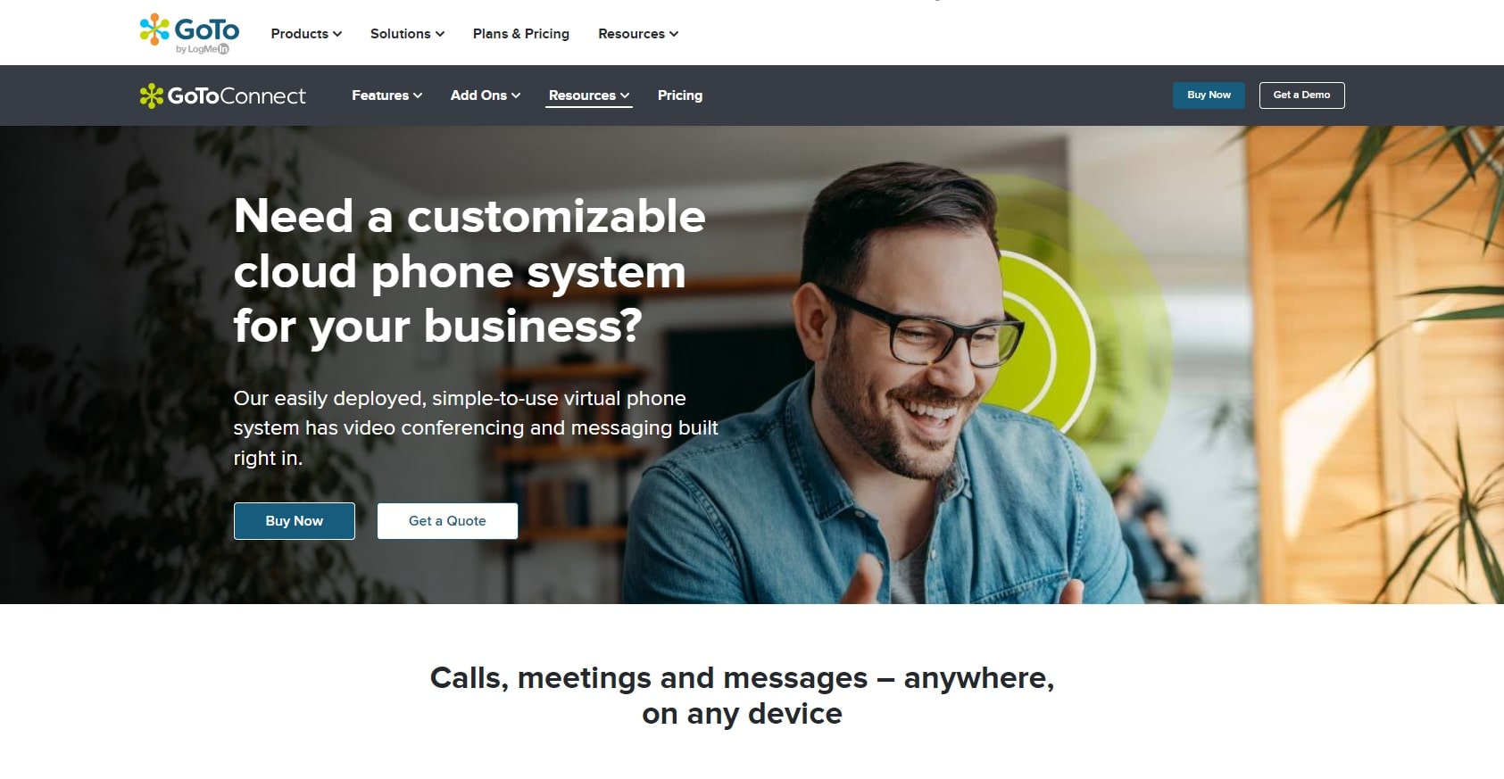 Website do provedor GoTo Connect
