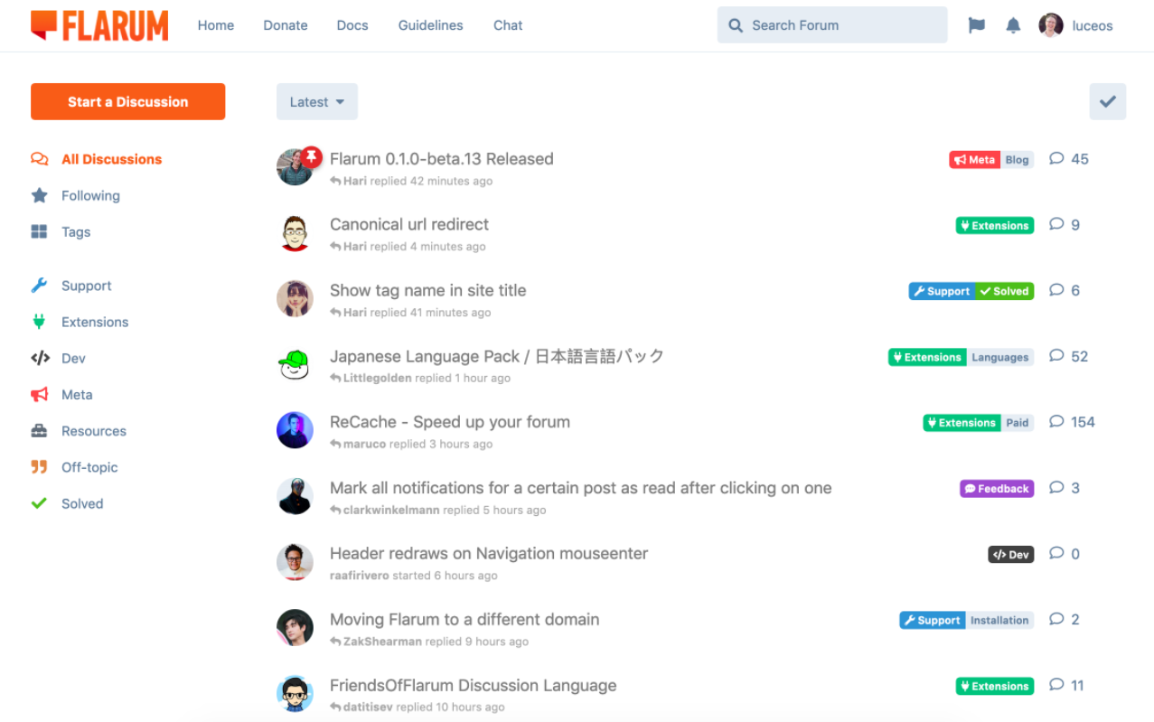 Tags de fórum Flarum