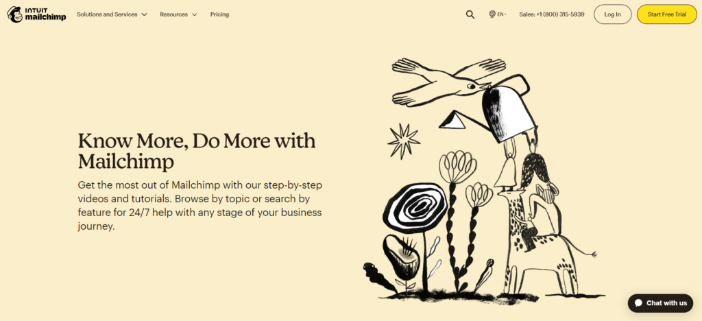 Plataforma de base de conhecimento do Mailchimp