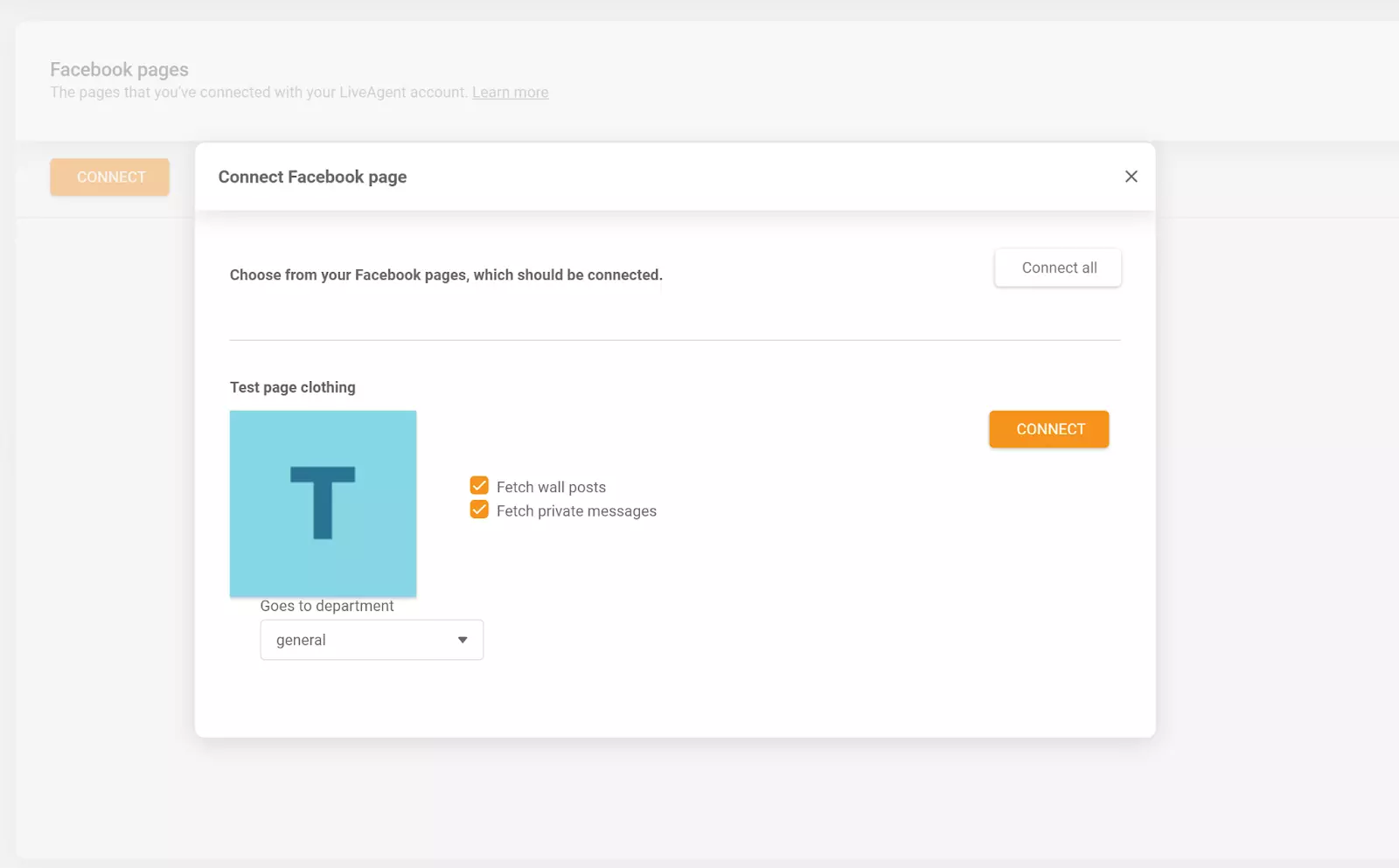 LiveAgent - conecte sua página do Facebook
